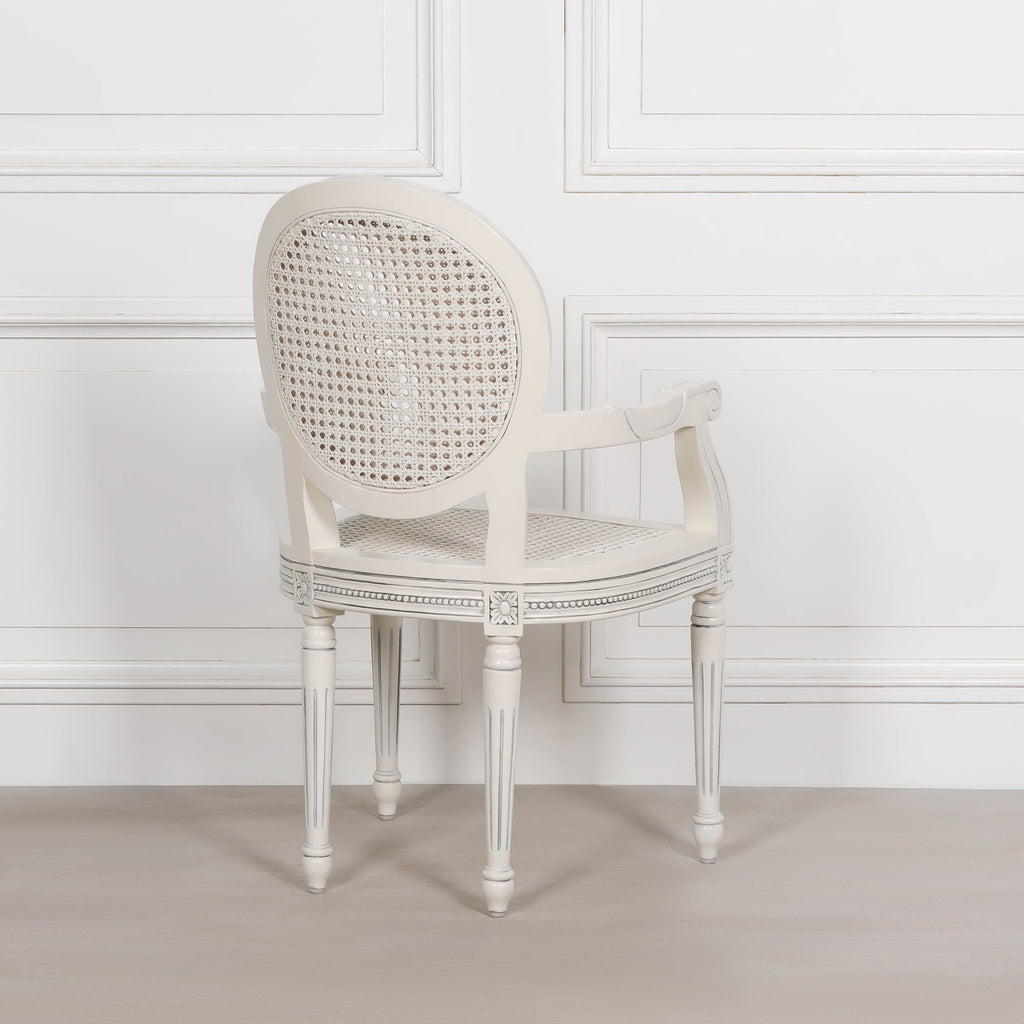 Off White Chateau Rattan Dining / Bedroom Arm Chair