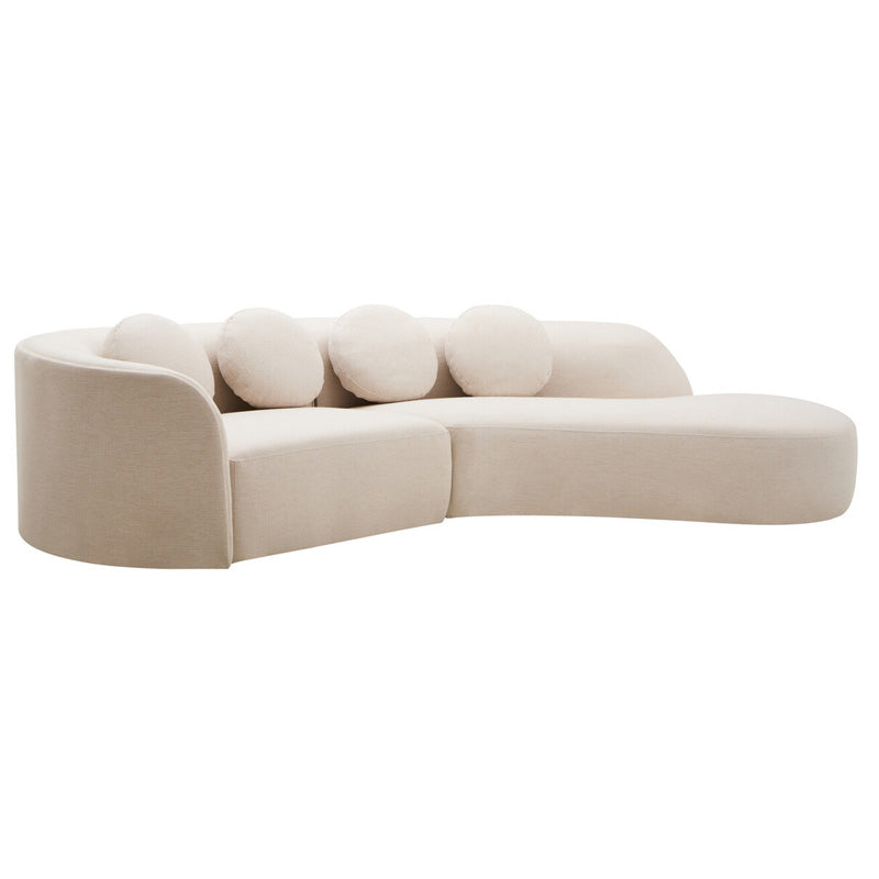 Ovada Cream Linen 3 Seater Curved Sofa