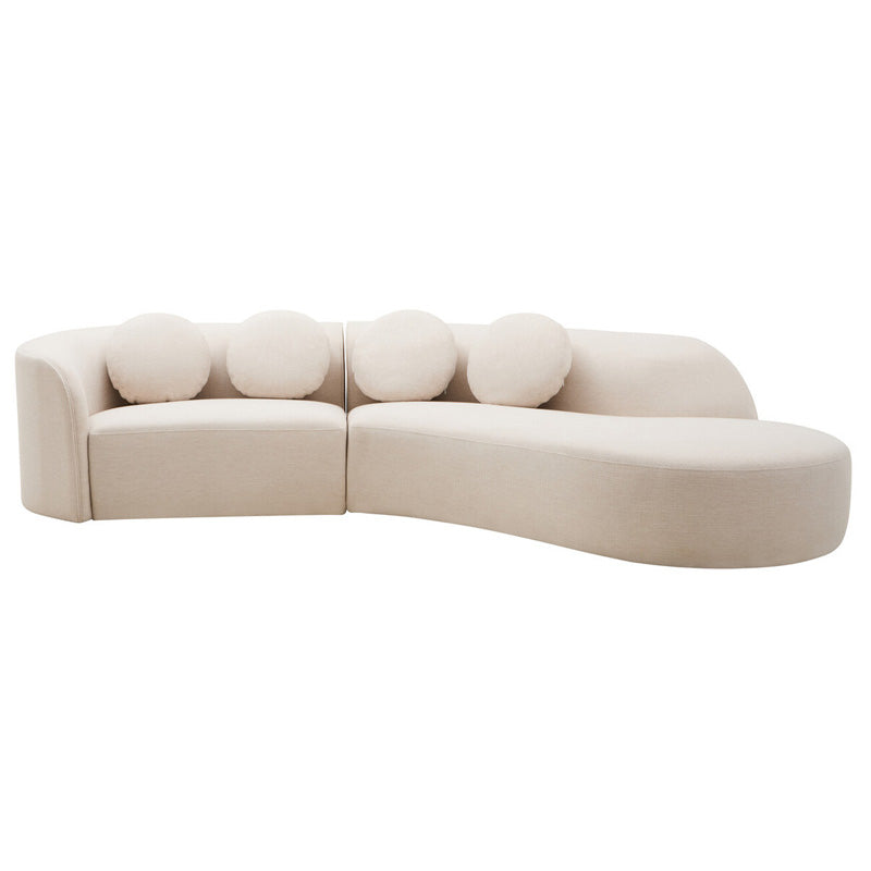 Ovada Cream Linen 3 Seater Curved Sofa