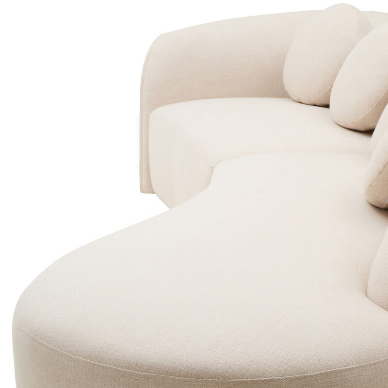 Ovada Cream Linen 3 Seater Curved Sofa