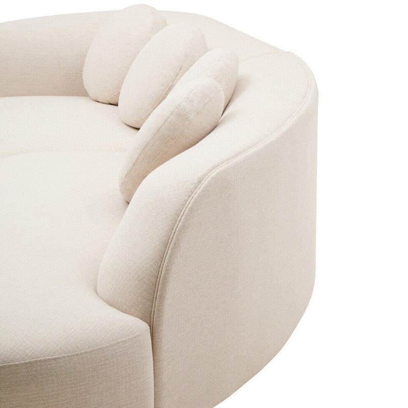 Ovada Cream Linen 3 Seater Curved Sofa