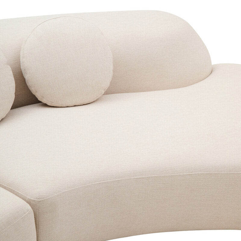 Ovada Cream Linen 3 Seater Curved Sofa