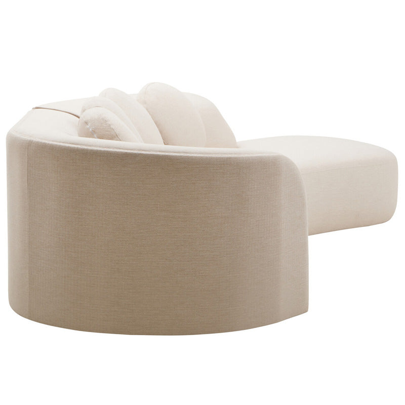 Ovada Cream Linen 3 Seater Curved Sofa