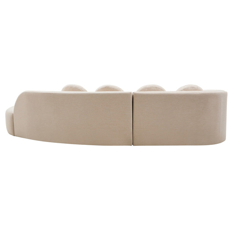 Ovada Cream Linen 3 Seater Curved Sofa