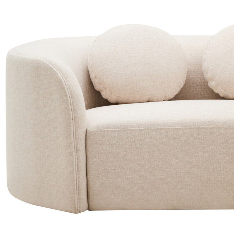 Ovada Cream Linen 3 Seater Curved Sofa