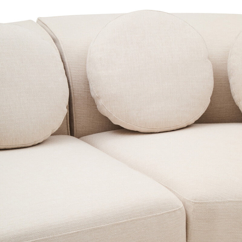 Ovada Cream Linen 3 Seater Curved Sofa