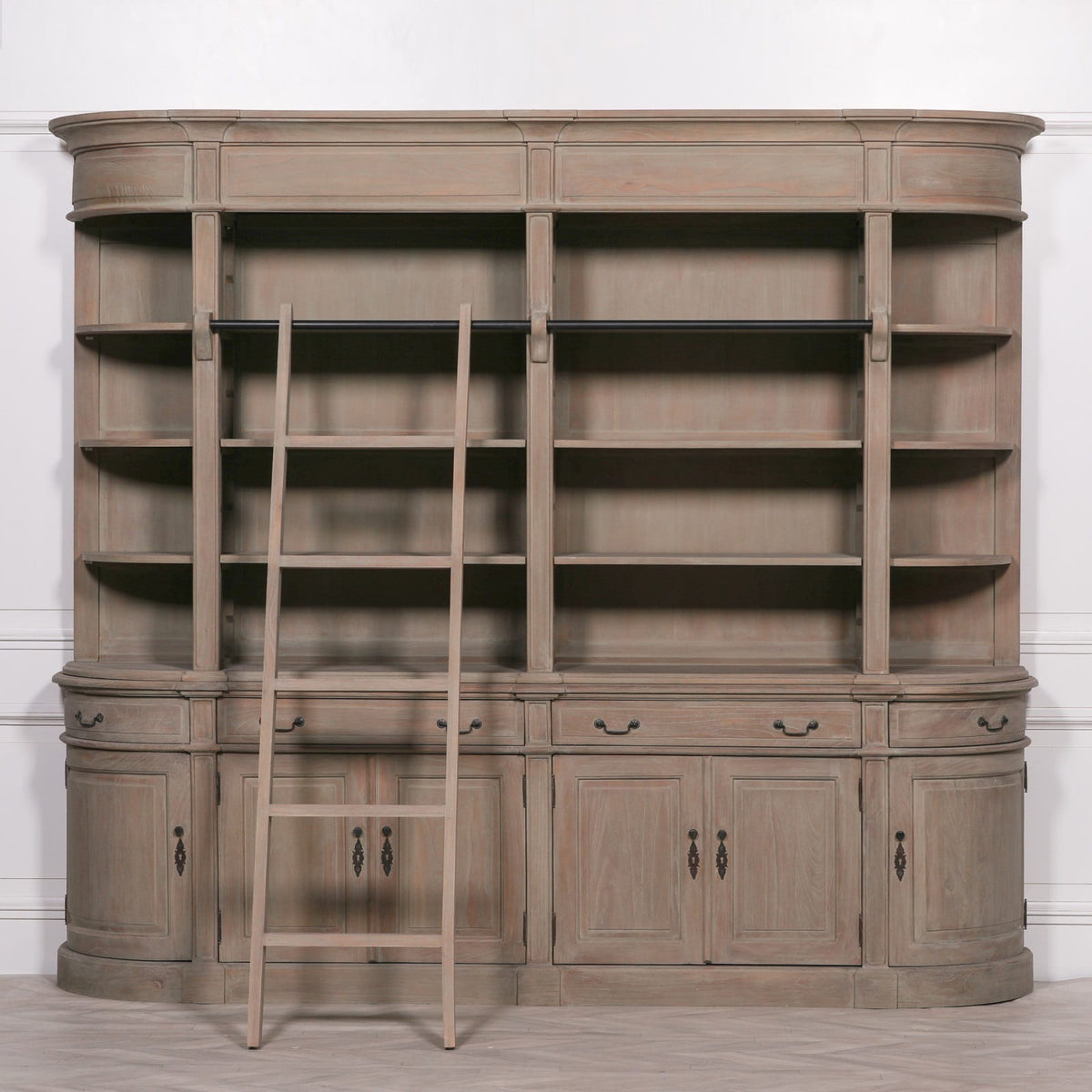 Large Wooden Traditional Home Library Bookcase with Ladder