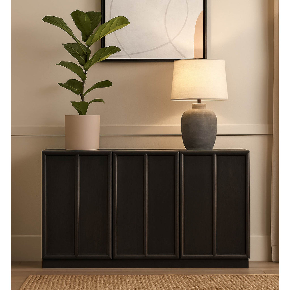 Huddington Black Wooden Sideboard