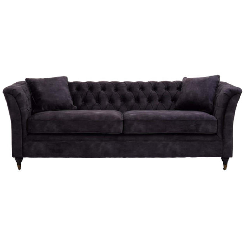 Sabrina Three Seat Grey Velvet Sofa