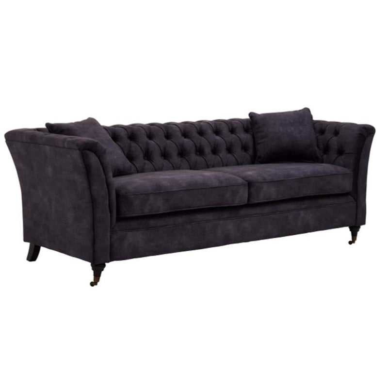 Sabrina Three Seat Grey Velvet Sofa