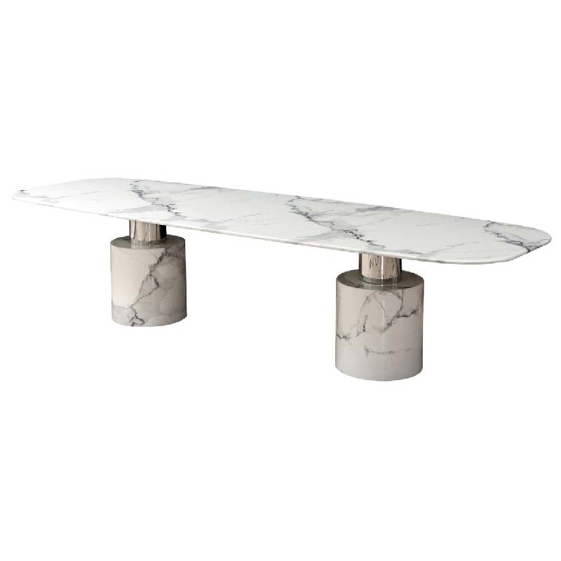Sesto Modern White Marble Dining Table