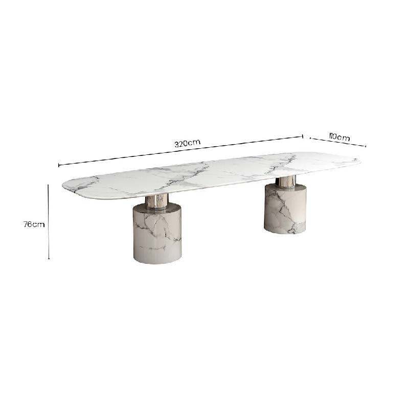 Sesto Modern White Marble Dining Table