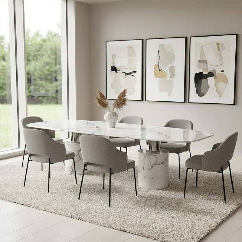 Sesto Modern White Marble Dining Table