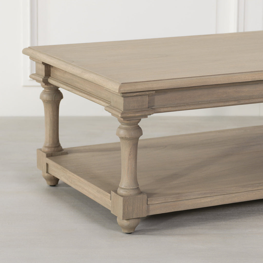 French Provincial Classic Wooden 170cm Coffee Table with Drawer and shelf
