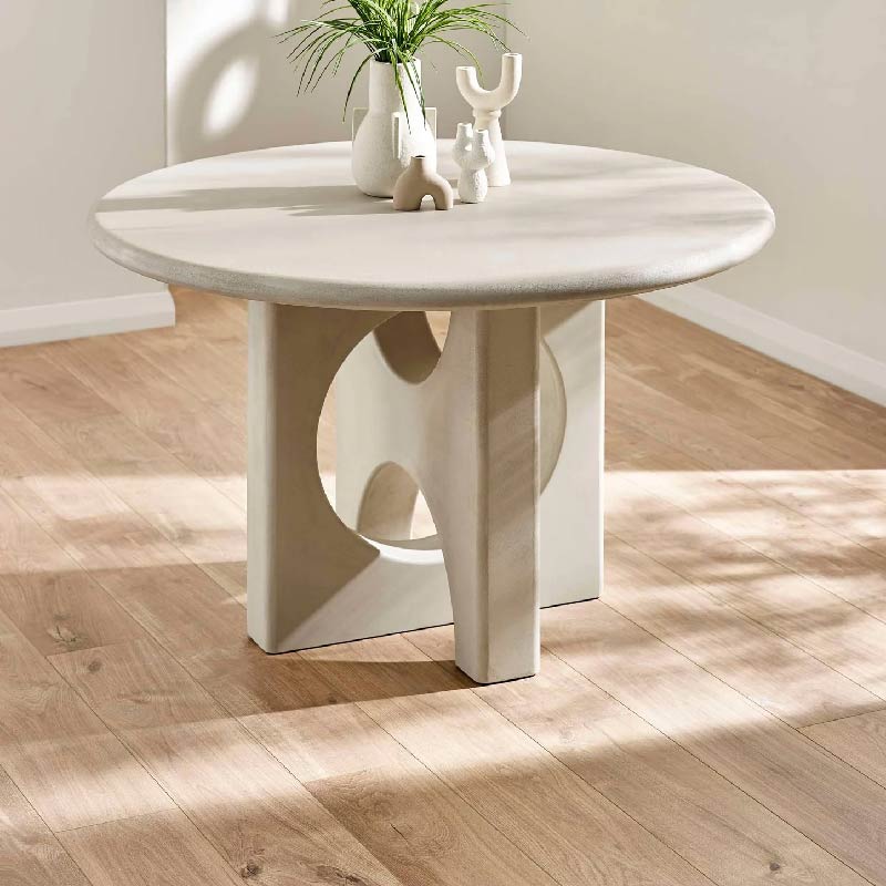 Thyra Concrete effect Round 4 Seater Dining Table 