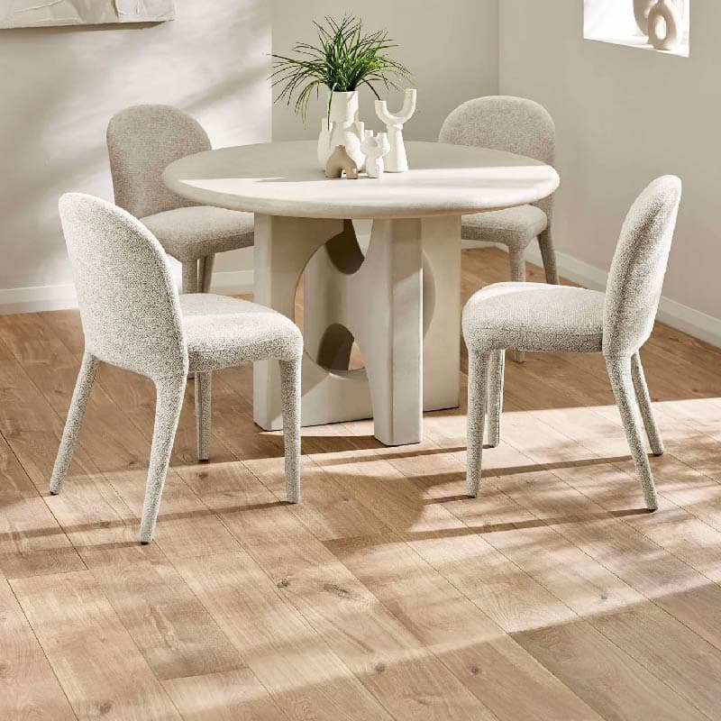 Thyra Concrete effect Round 4 Seater Dining Table 