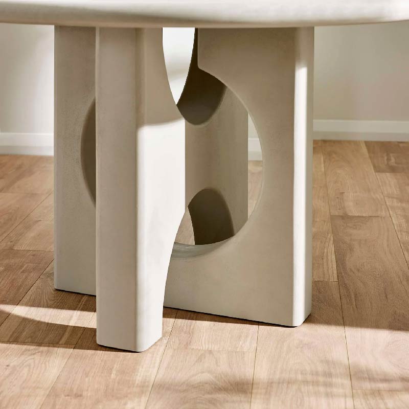 Thyra Concrete effect Round 4 Seater Dining Table 
