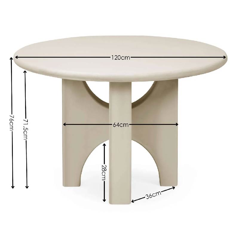 Thyra Concrete effect Round 4 Seater Dining Table 