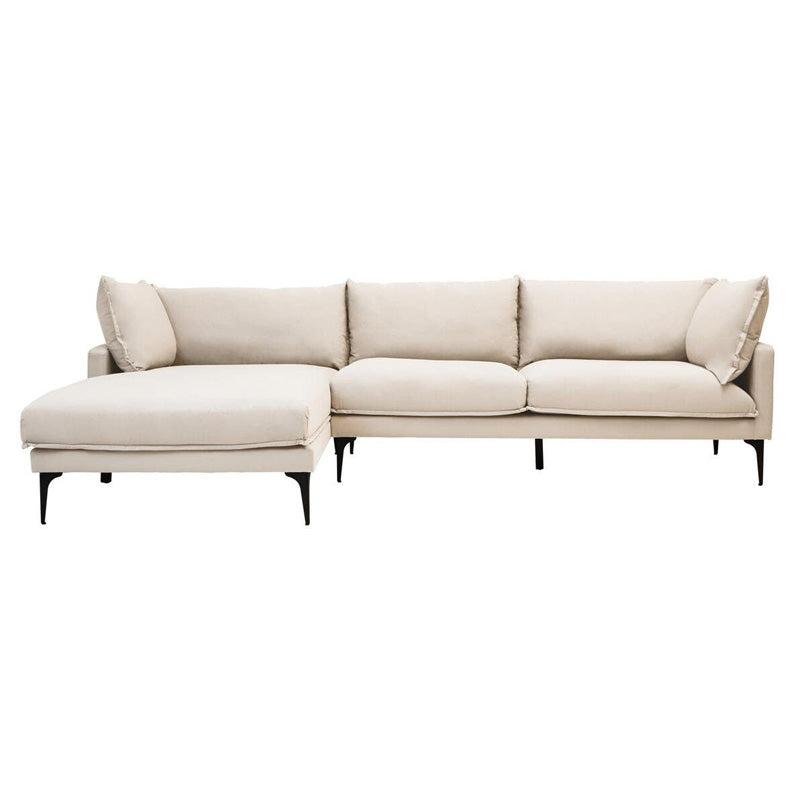 Troyes Cream Three Seat Left Chaise Sofa 