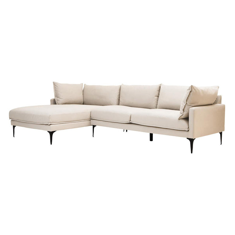 Troyes Cream Three Seat Left Chaise Sofa 