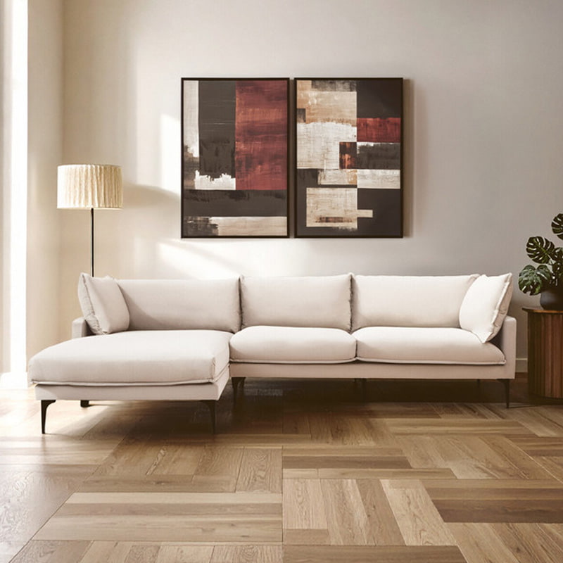 Troyes Cream Three Seat Left Chaise Sofa 
