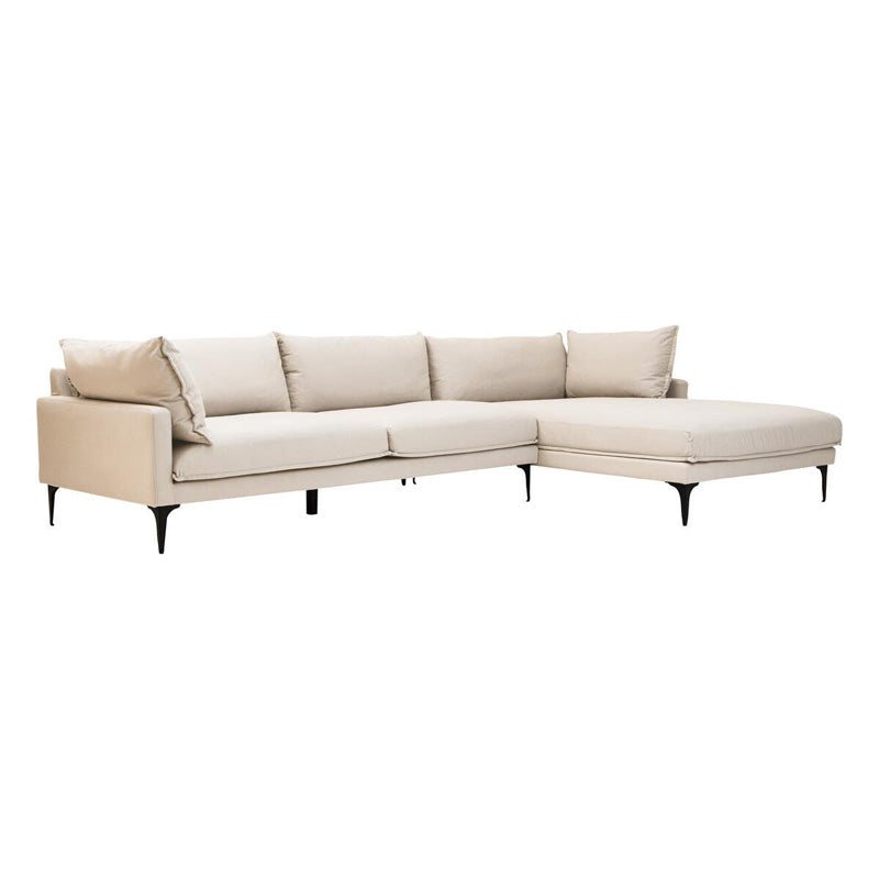 Troyes Cream Three Seat right Chaise Sofa 