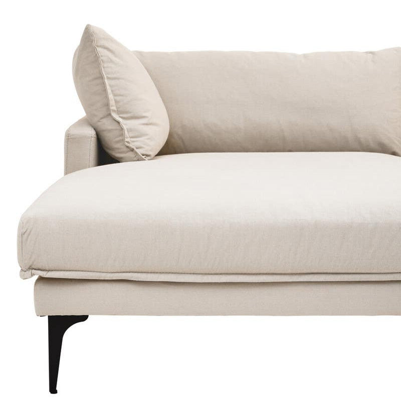 Troyes Cream Three Seat Left Chaise Sofa 