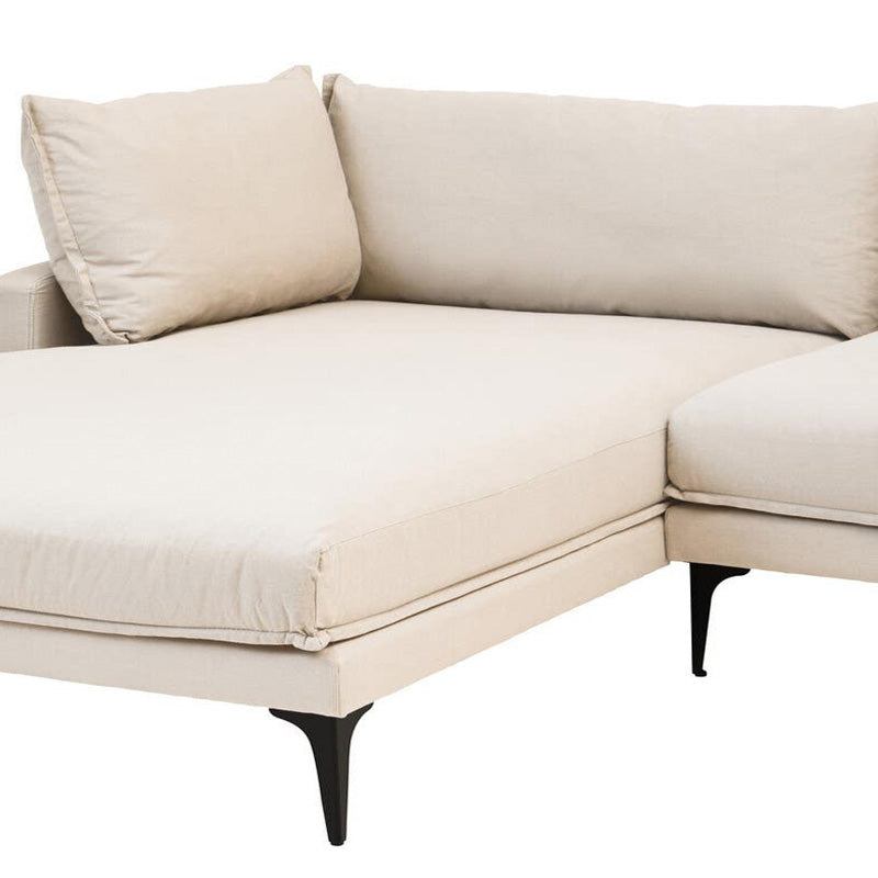 Troyes Cream Three Seat Left Chaise Sofa 