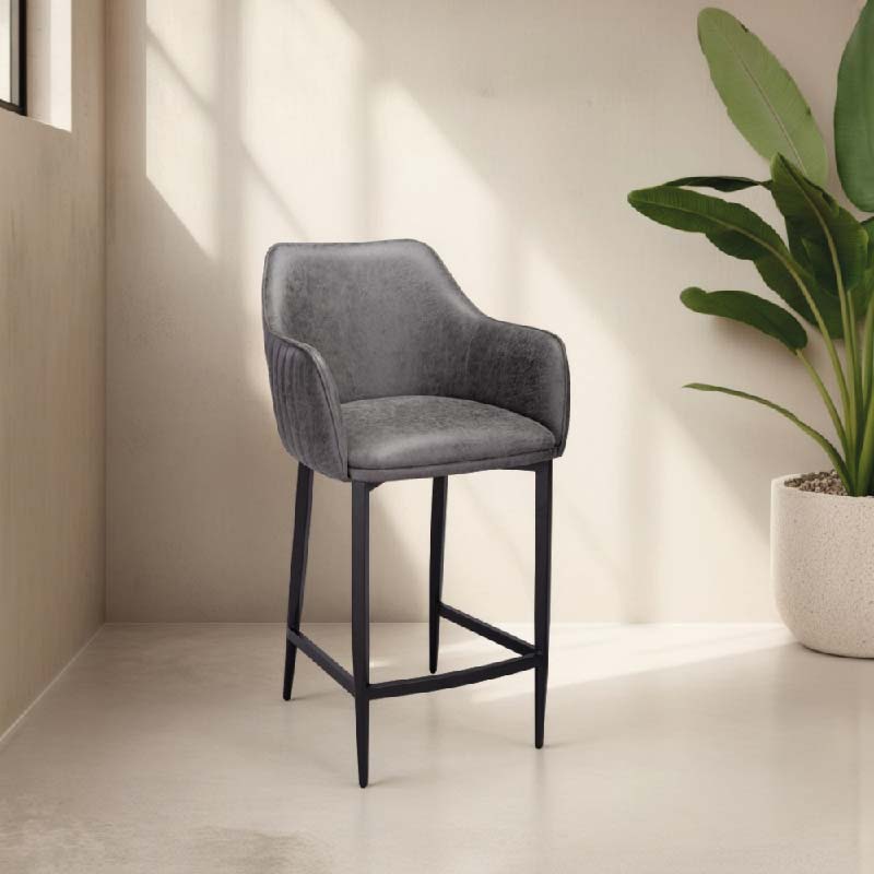 Vintage Faux Leather Grey Dining Stool ST-L45