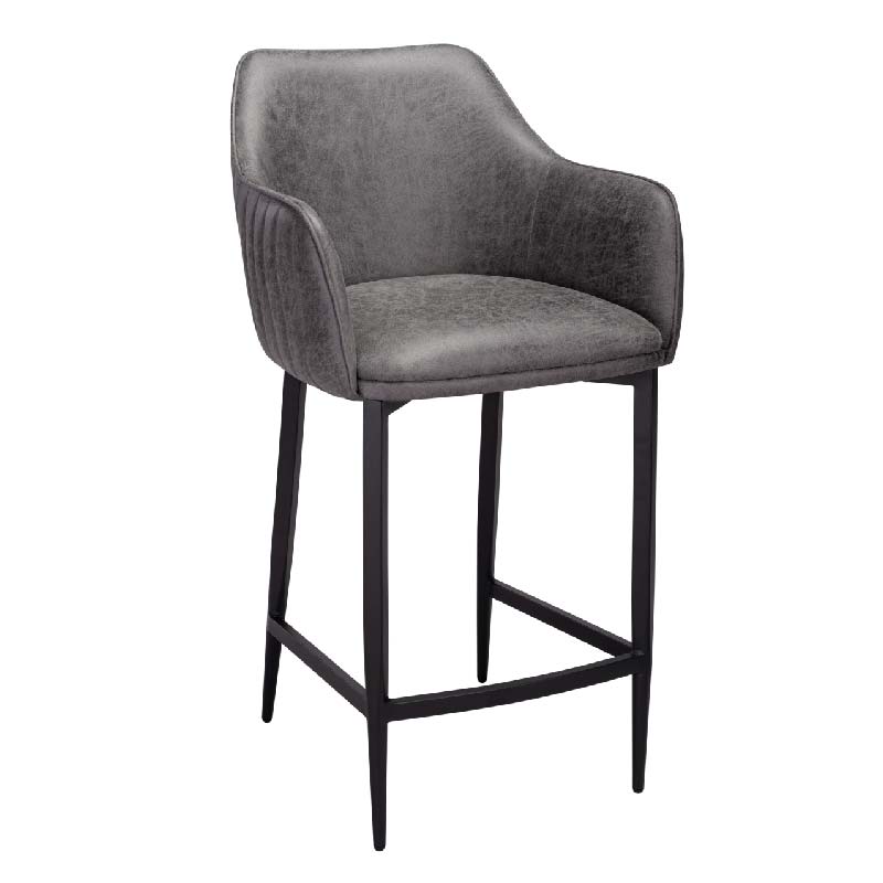 Vintage Faux Leather Grey Dining Stool ST-L45