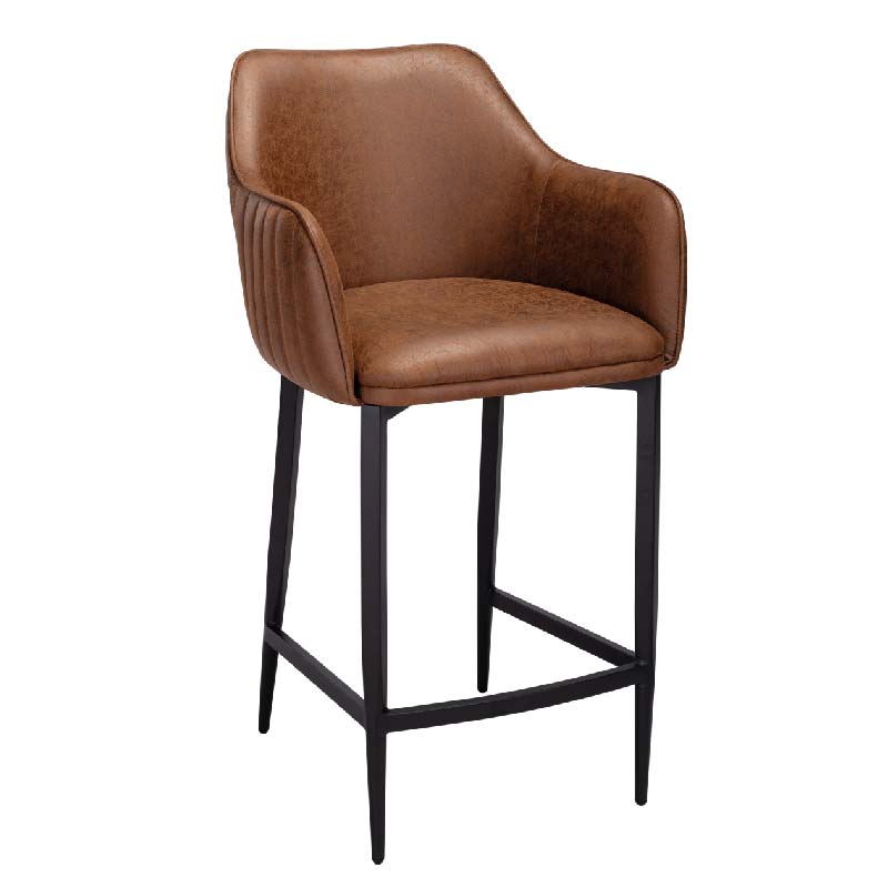 Vintage Faux Leather Tan Dining Stool ST-L35