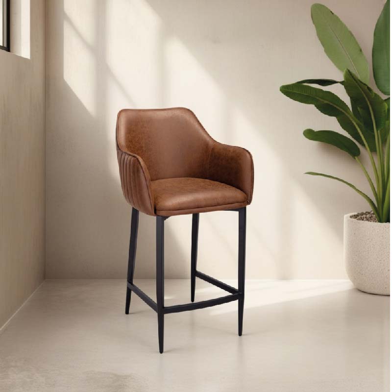 Vintage Faux Leather Tan Dining Stool ST-L35
