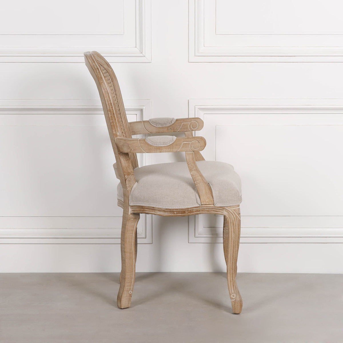 Wooden Carver Louis Upholstered Dining Arm Chair