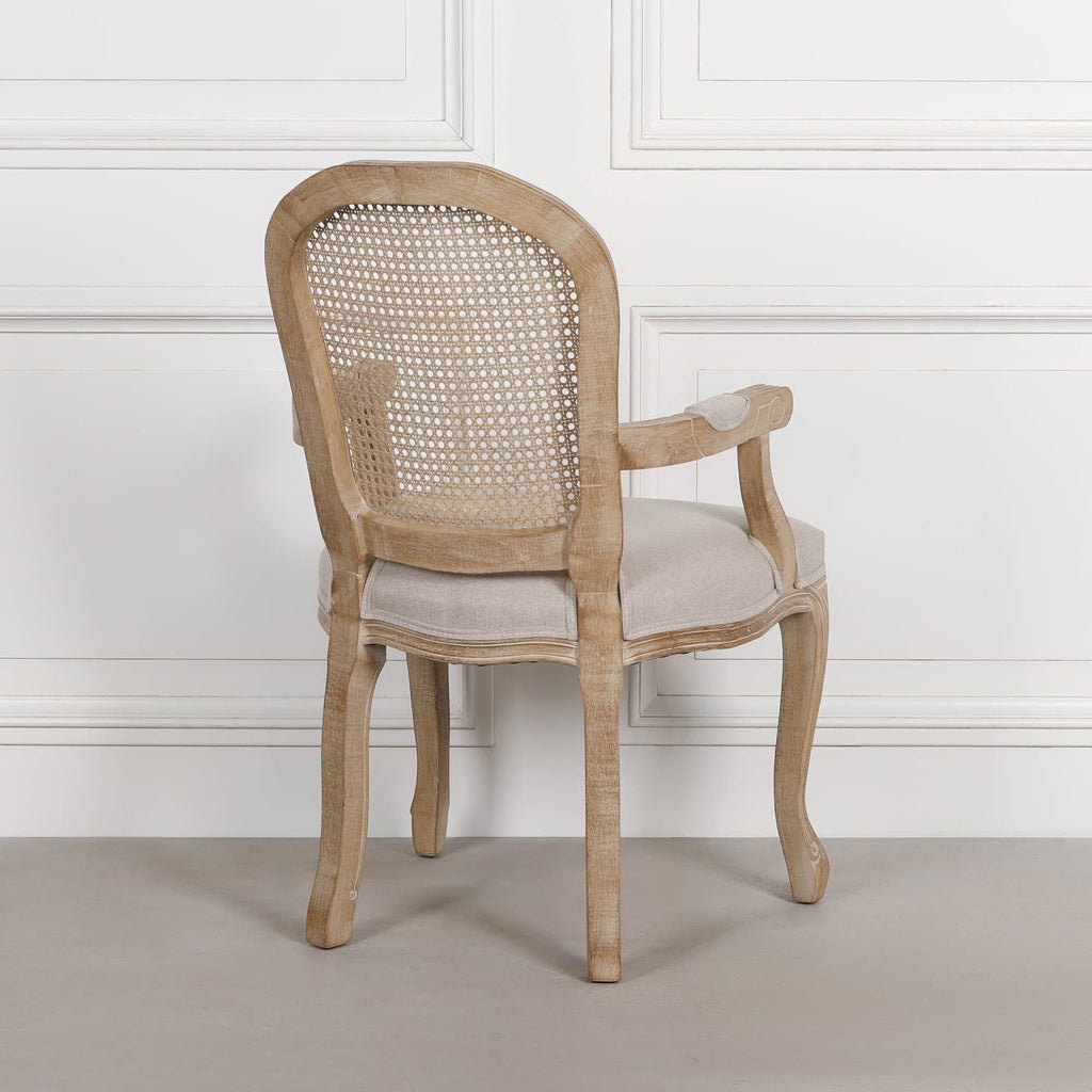 Wooden Carver Louis Upholstered Dining Arm Chair
