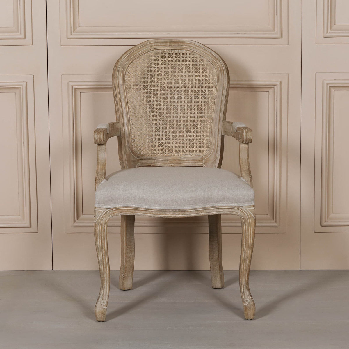 Wooden Carver Louis Upholstered Dining Arm Chair