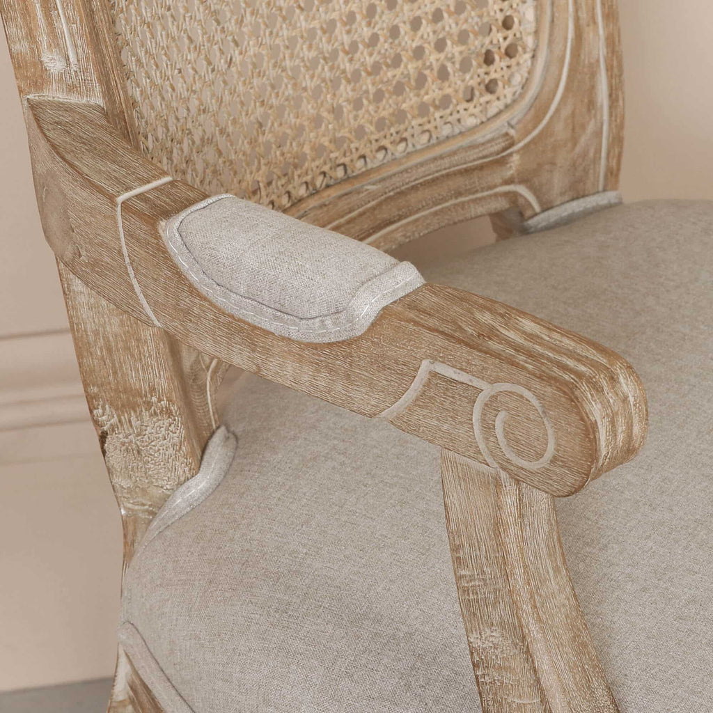 Wooden Carver Louis Upholstered Dining Arm Chair