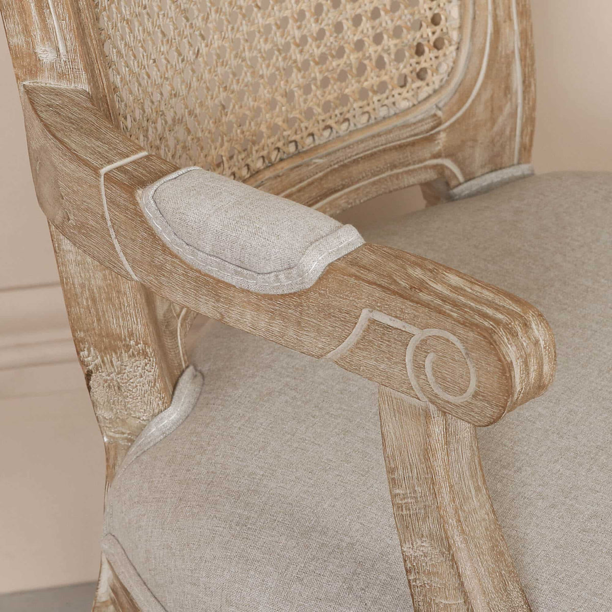 Wooden Carver Louis Upholstered Dining Arm Chair