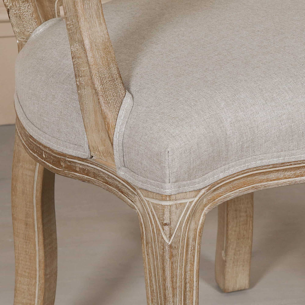 Wooden Carver Louis Upholstered Dining Arm Chair