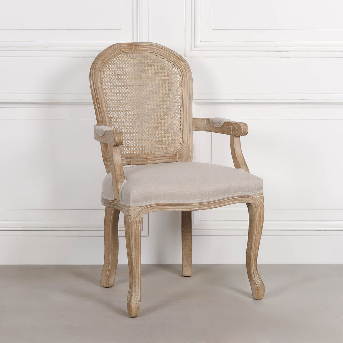 Wooden Carver Louis Upholstered Dining Arm Chair