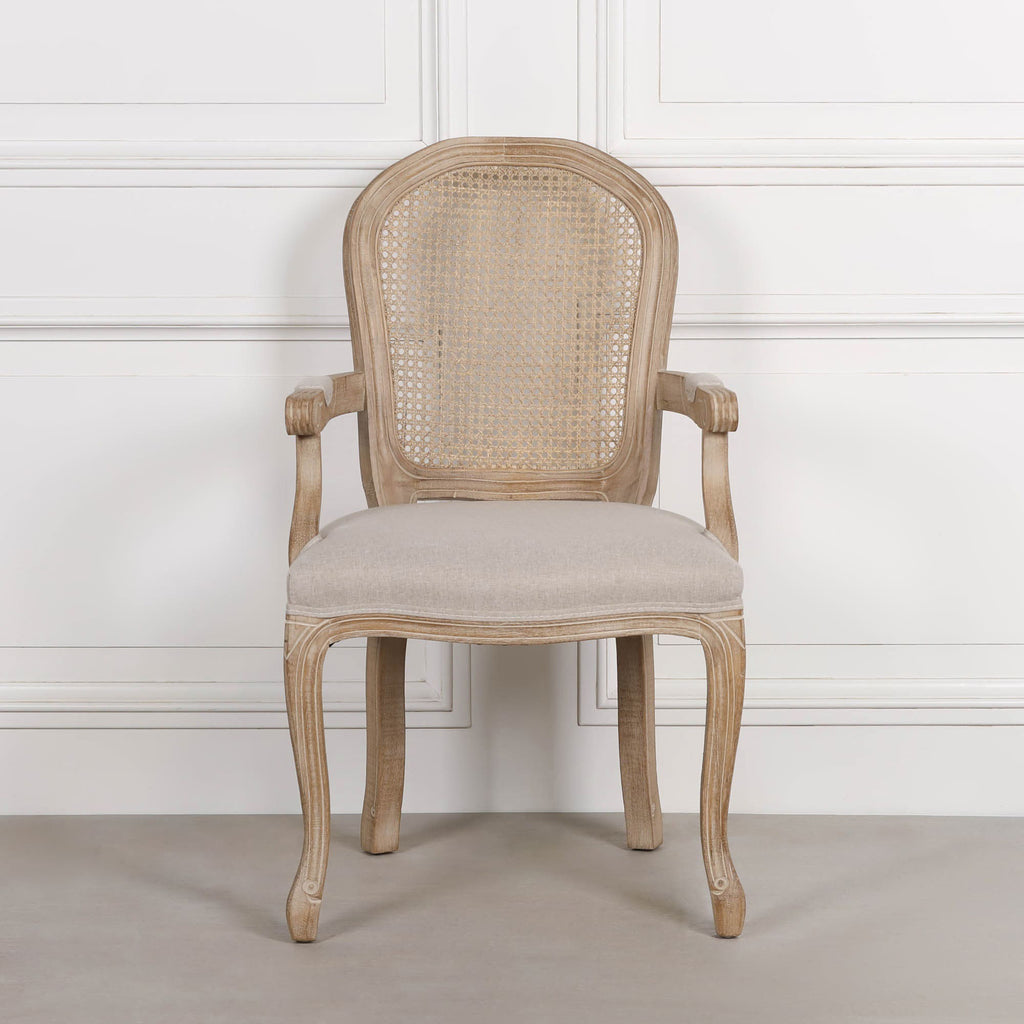 Wooden Carver Louis Upholstered Dining Arm Chair