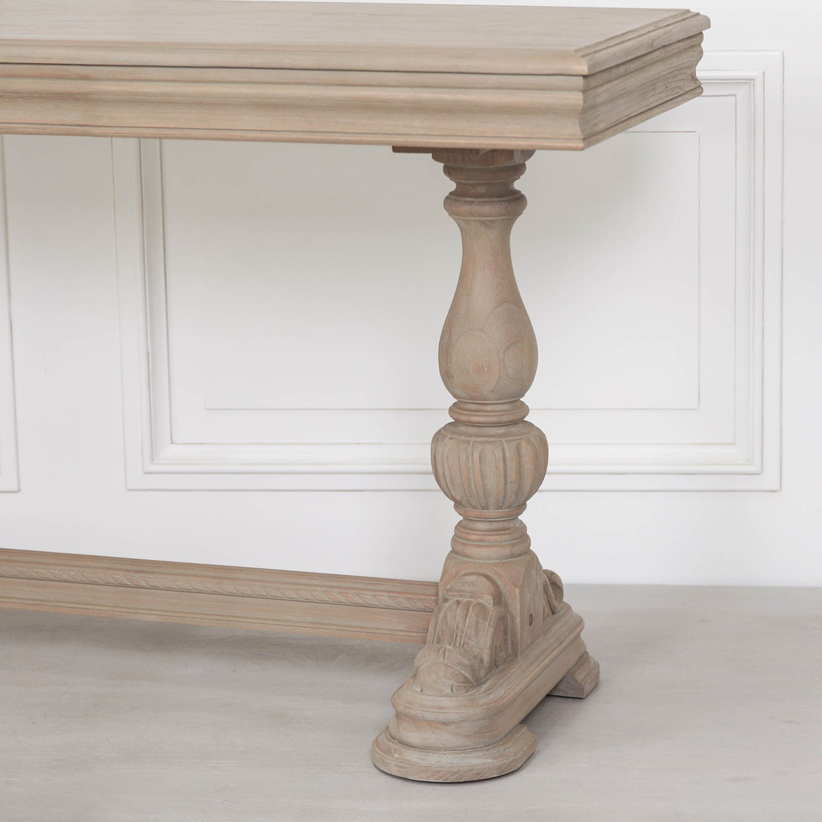 Hampton Rustic Wooden Intricate Carved Console with Drawer