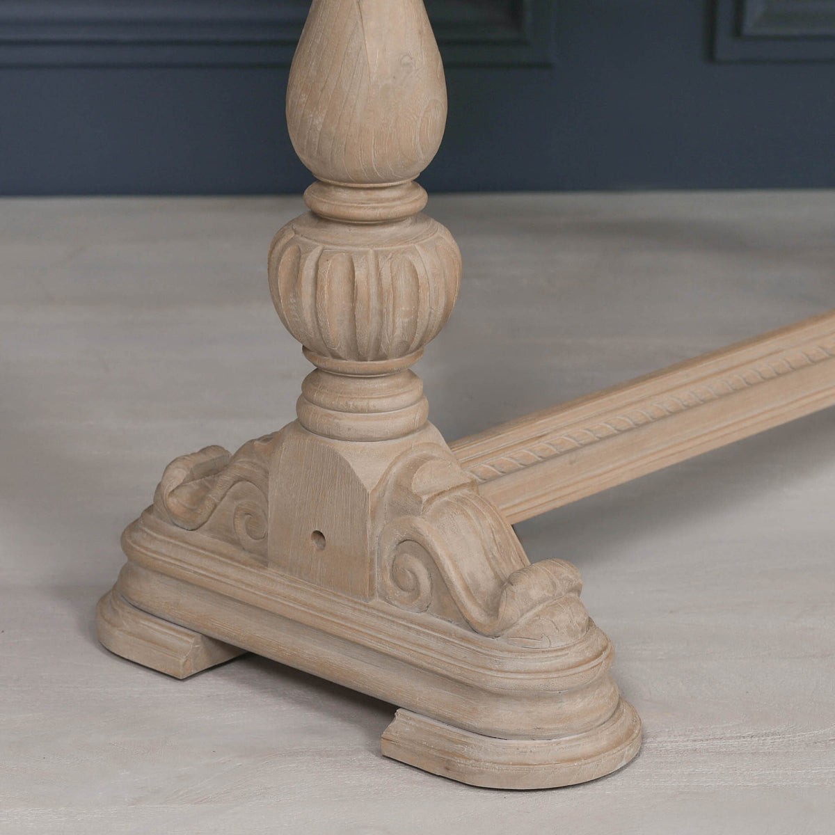 Hampton Rustic Wooden Intricate Carved Console with Drawer