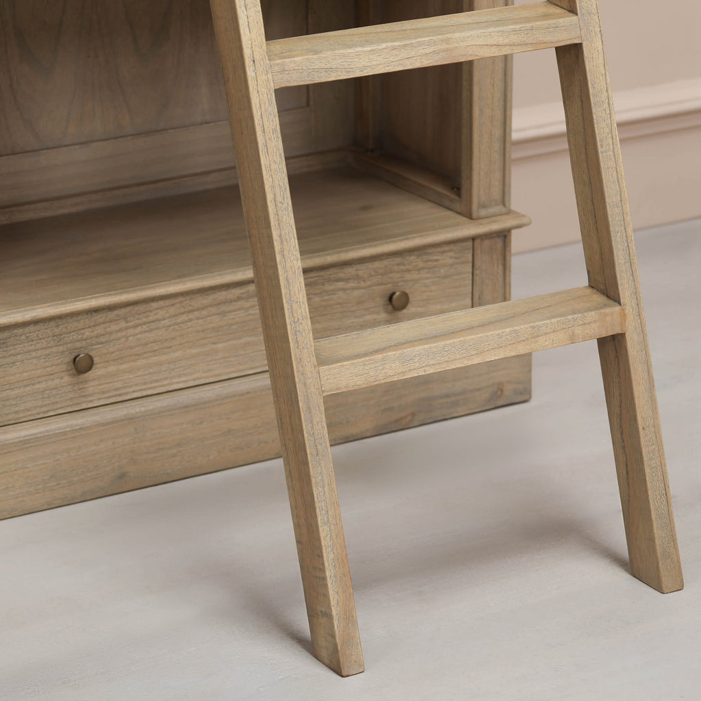 Large Traditional Wooden Home Library Shelving Bookcase with Ladder