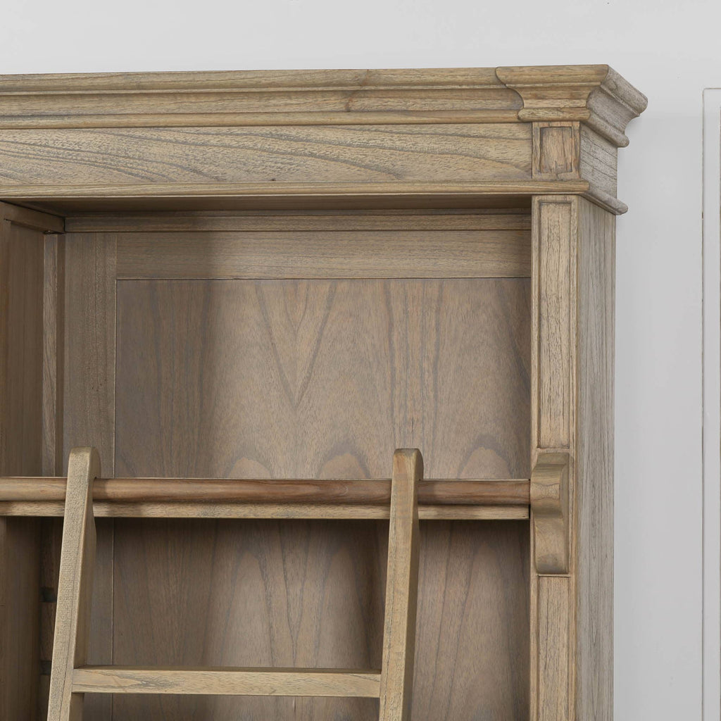 Large Traditional Wooden Home Library Shelving Bookcase with Ladder