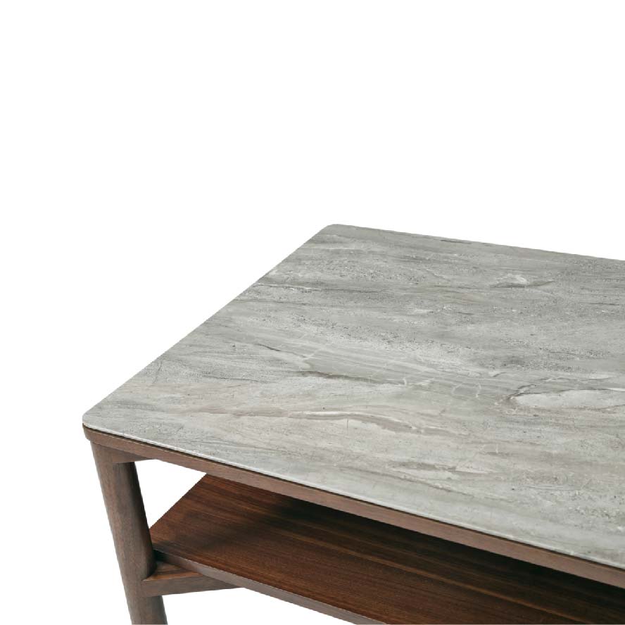 Willow wooden Coffee Table With Marble Effect Glass Top