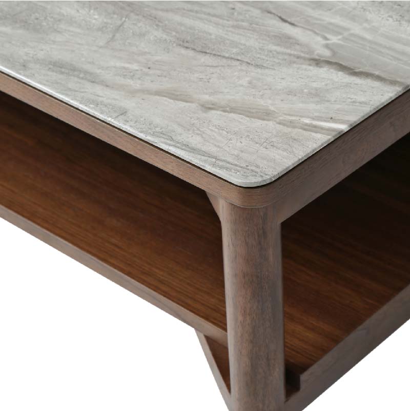 Willow wooden Coffee Table With Marble Effect Glass Top