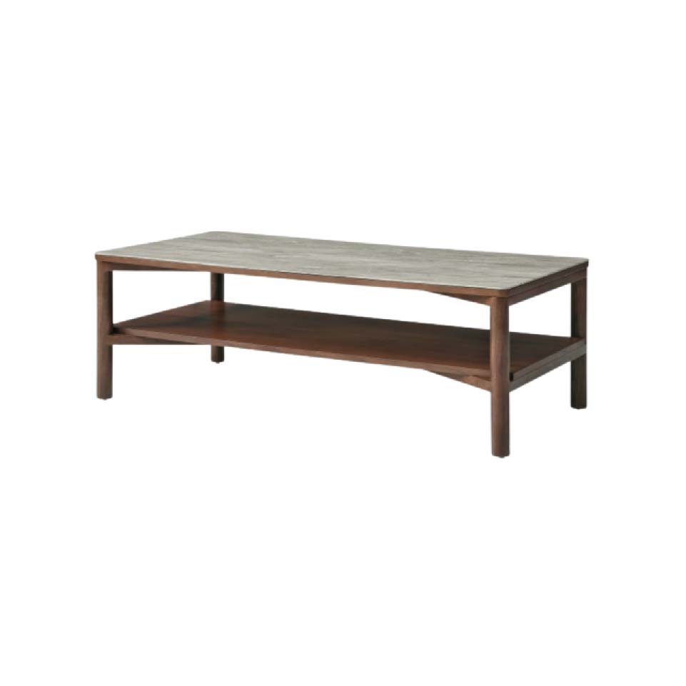 Willow wooden Coffee Table With Marble Effect Glass Top