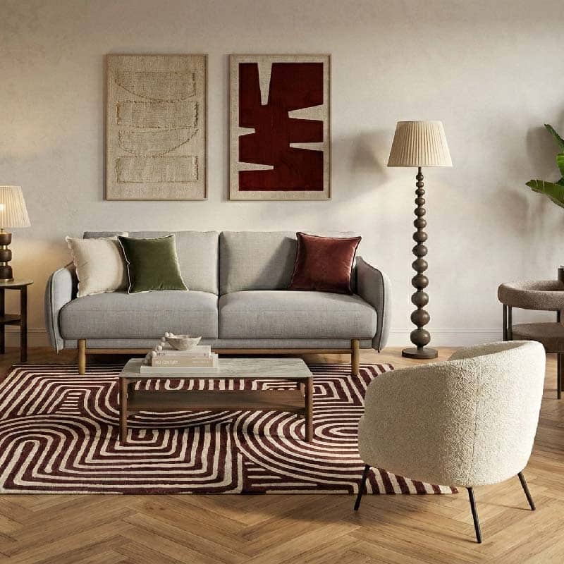 Willow wooden Coffee Table With Marble Effect Glass Top