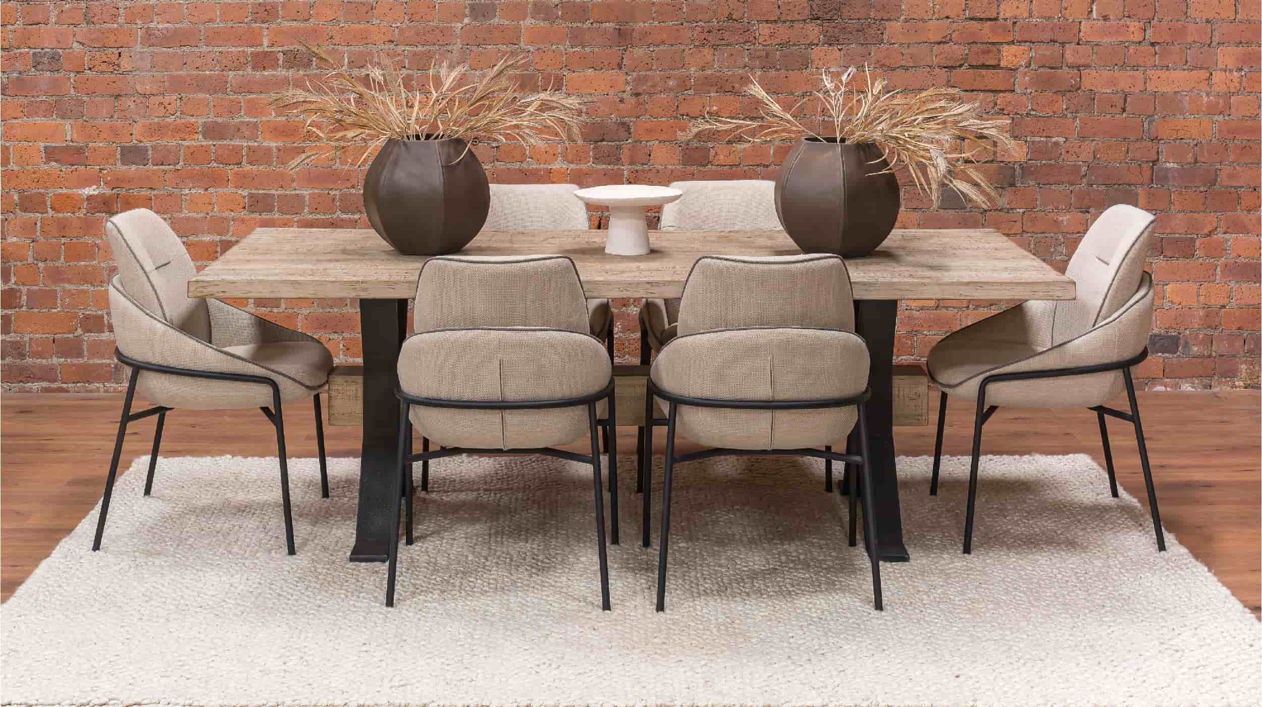 Adair dining table and modern Adair dining chair beige