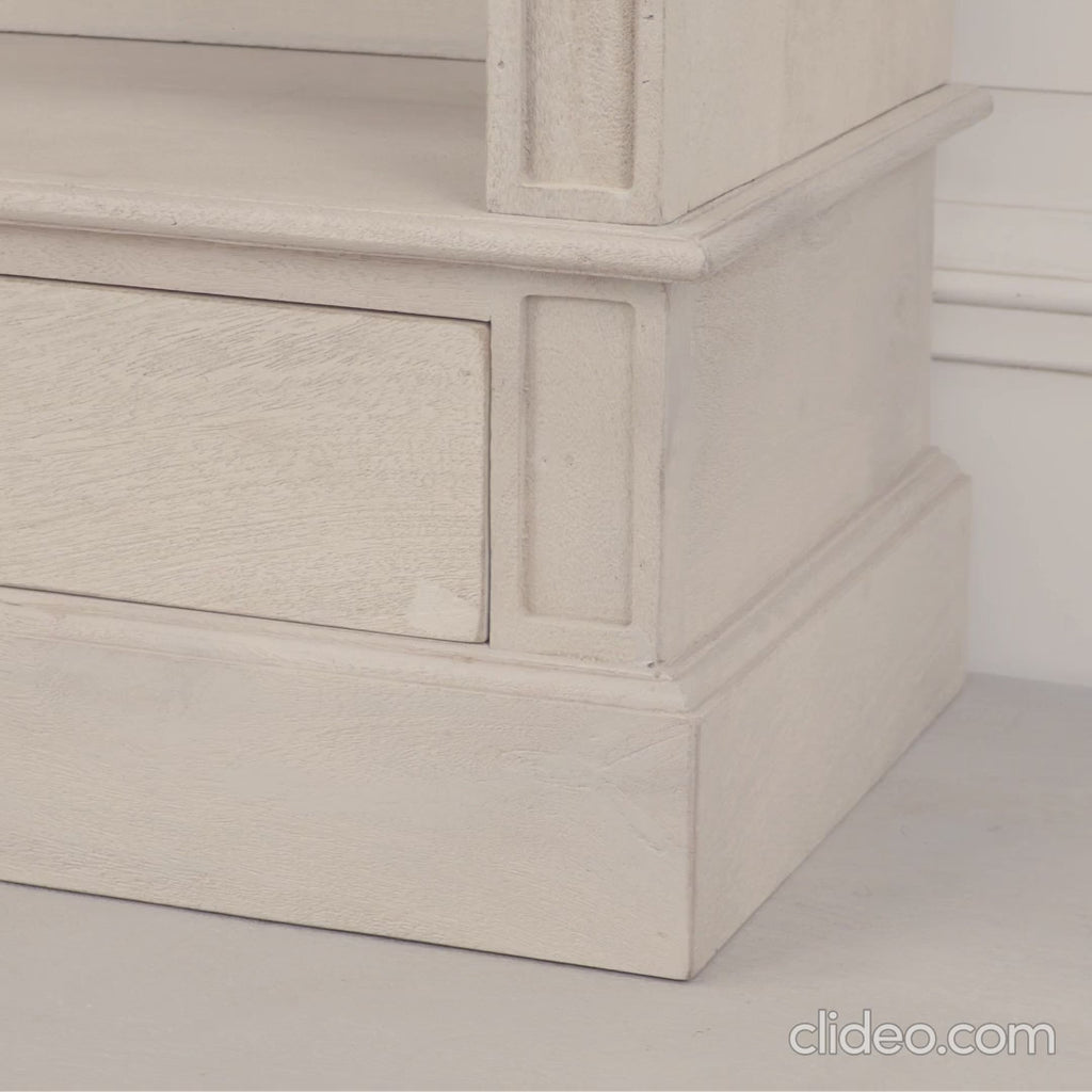 Traditional Blanche Wooden Open Bookcase with Drawers